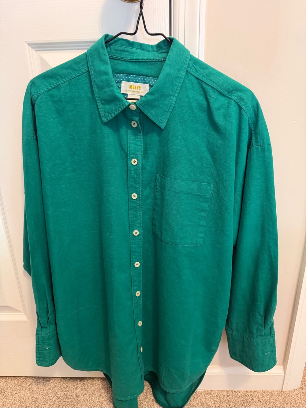 Maeve Emerald Green Long-Sleeve Button-Down Shirt - Picture 1 of 2